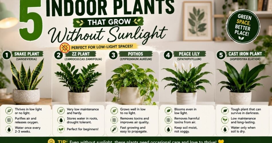 5 Indoor Plants That Grow Without Sunlight